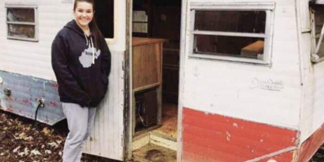 Девушка купила вагончик за 200 долларов и устроила в нем удобное убежище для веселья.